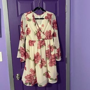 Pink blush nwt maternity dress size large white floral